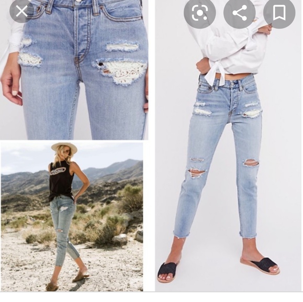 NWT Free People lacey stilt torn denim jeans - Picture 7 of 15